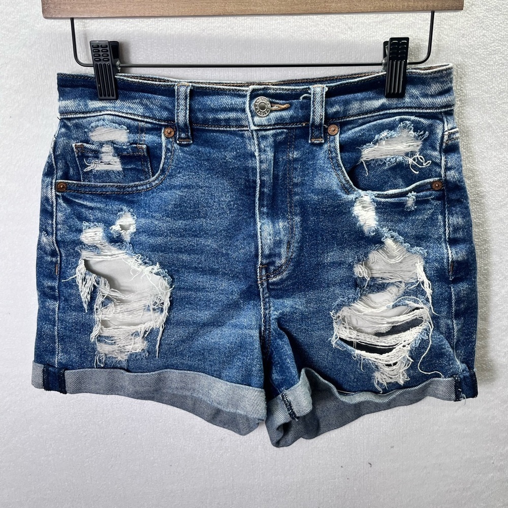 American Eagle Distressed Mom Short Shorts Womens 2 Denim Trashed‎ Sunmer 2202